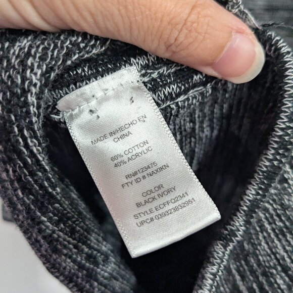 Ellen Tracy Space Dye Boat Neck Tunic Length Sweater White Black Size Large - Picture 4 of 5